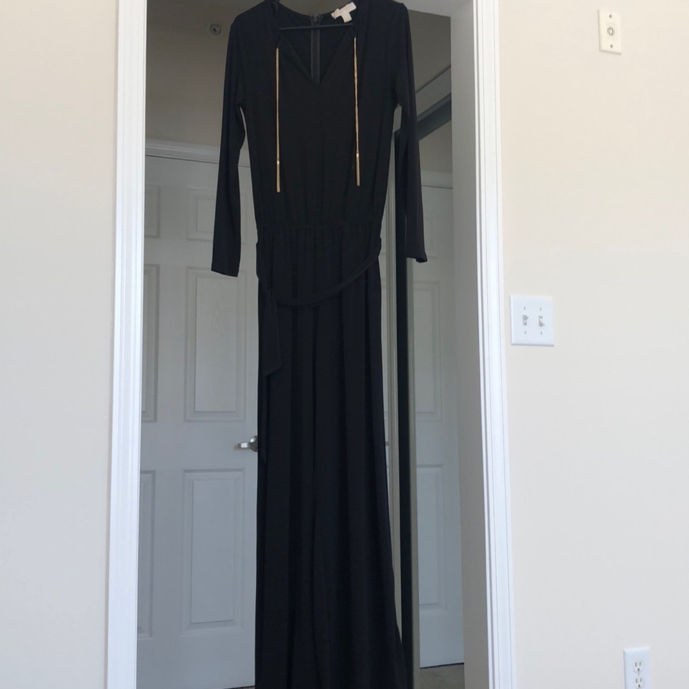 Michael Kors long sleeve flare leg jumpsuit